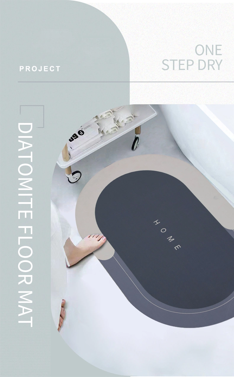 Luxury Fashion Custom Design Print Bath Floor Rug Non Slip Super Absorbent Rubber Diatomite Bathroom Mat