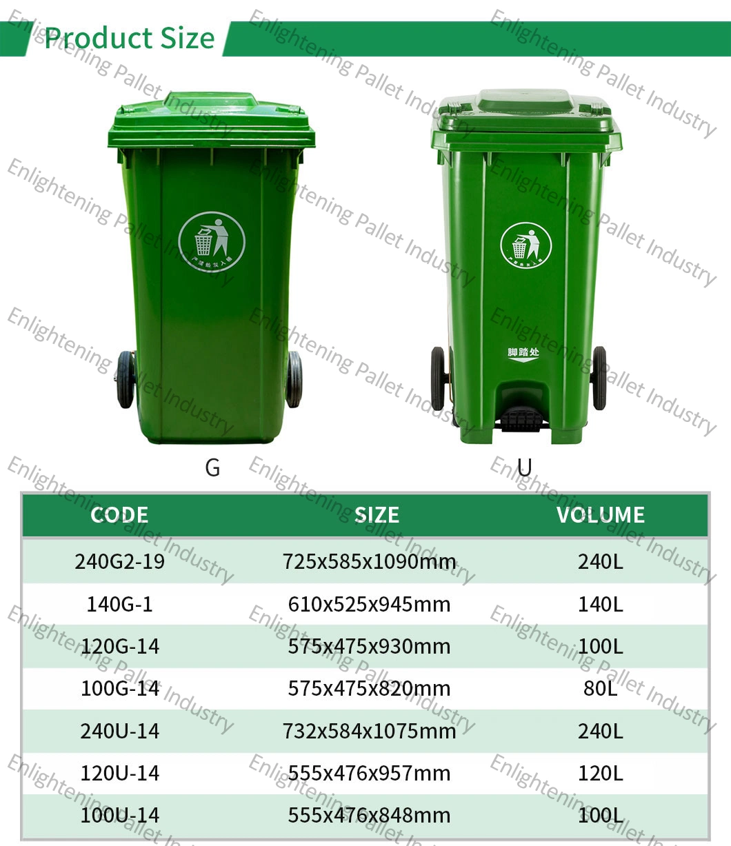 Dustbin Wholesale China 240 Liter Large Big Green Outdoor Street Park Waste Container Recycle HDPE Pedal Plastic Rubbish/Wheelie/Waste/Garbage Bin for Public