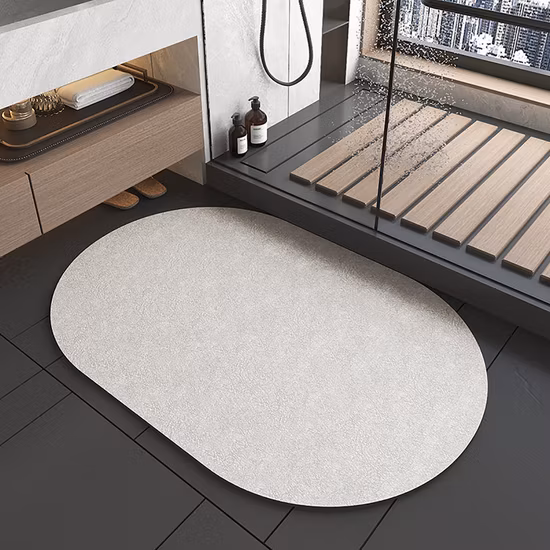 Hallway Mat Super Absorbent Quick Dry Rubber Backed Dirt Resistant Bath Rugs Mats Non Slip Gray Bathroom Rug for Shower Sink Bathtub