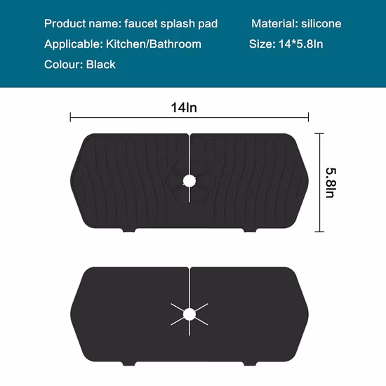 Kitchen Sink Splash Guard, Silicone Faucet Mat, Faucet Draining Pad, Bathroom Faucet Water Catcher Mat