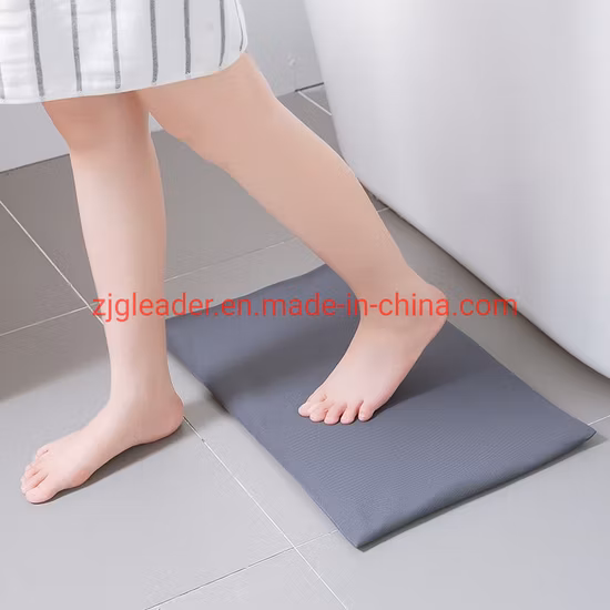 Zjgleader New Design Water Absorbent Diatomite Earth Powder Fabric Non Slip Diatom Mud Shower Mat Soft Bath Mat