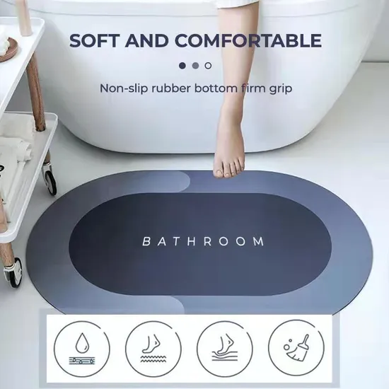 3.5mm Anti Slip Diatomite Quick Dry Shower Mat 