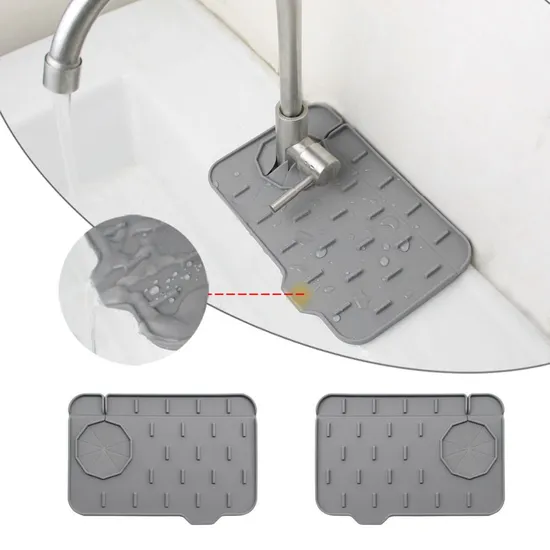 Kitchen Silicone Faucet Mat Sink Splash Guard Drainage Pad Wbb28074 