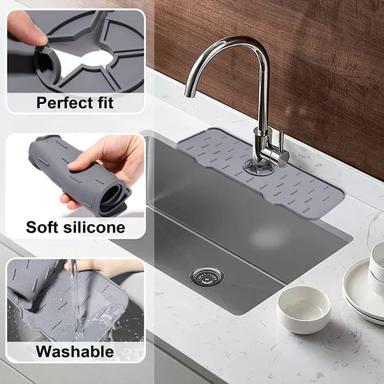 Silicone Sink Faucet Mat Sink Splash Guard Drip Catcher 
