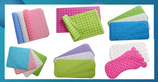 Non Slip Durable Natural Rubber Bath Room Mat Shower Mat 45X75cm Back with Sucker 
