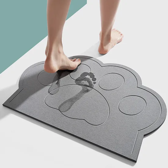 Fast Drying Foot Dark Gray Natural Feepop Stone Sink Water Absorbent Kitchen Bath Shower Stone Bath Mat for Kitchen Counter 